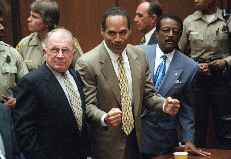  O.J. Simpson reacts as he is found not guilty in Los Angeles on Oct. 3, 1995.