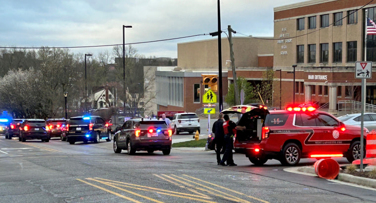Police respond at West Lafayette High School in Lafayette, Ind.