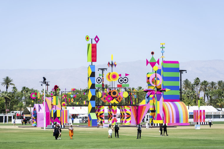 Festivalgoers are seen during the the first weekend of the Coachella Valley Music and Arts Festival at the Empire Polo Club on Saturday, April 13, 2024, in Indio, California.