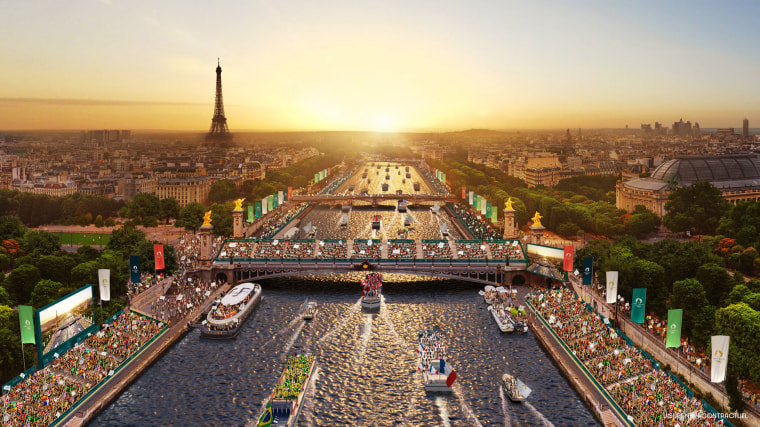 French President Macron said instead of teams sailing down the Seine on barges, the ceremony could be "limited to the Trocadero" building across the river from the Eiffel Tower or "even moved to the Stade de France". 
