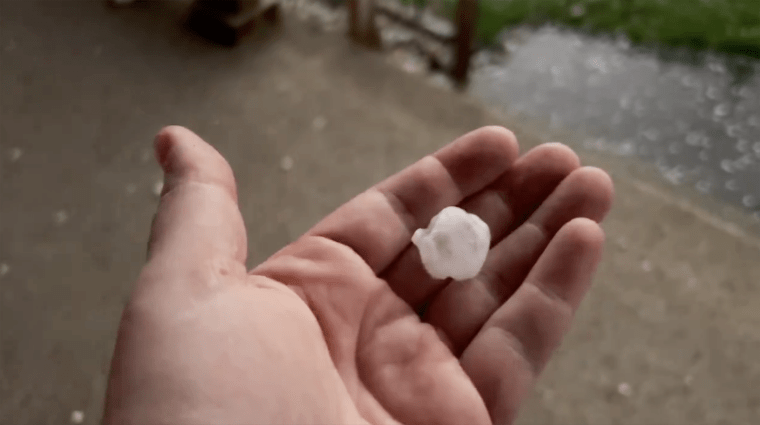 Hail in Lawrence County, Pa., on April 14, 2024.