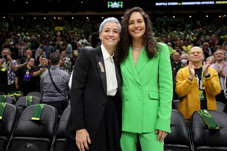 Megan Rapinoe and Sue Bird at a Seattle Storm game in Seattle