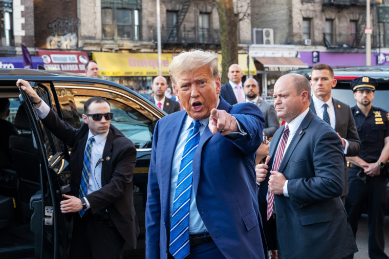 Former President Trump Visits A Local Business In Manhattan After Day 2 Of Jury Selection In His Hush Money Trial