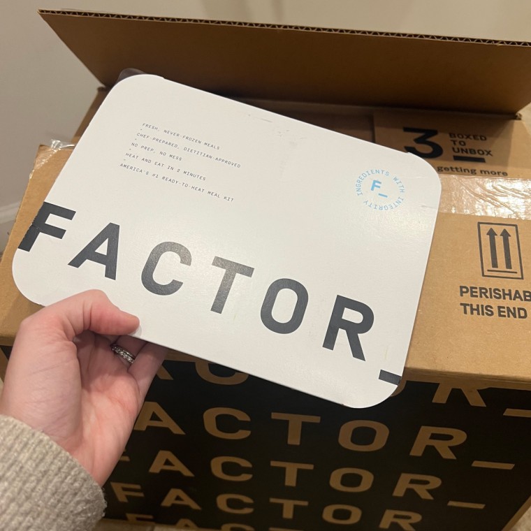 Factor prepared meal with a shipping box.