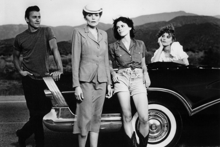 Alex McArthur, Helen Shaver, Patricia Charbonneau and Andra Akers a publicity photo for "Desert Hearts."