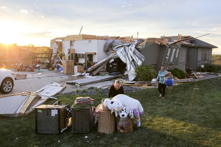 A house destroyed by a tornado in Nebraska