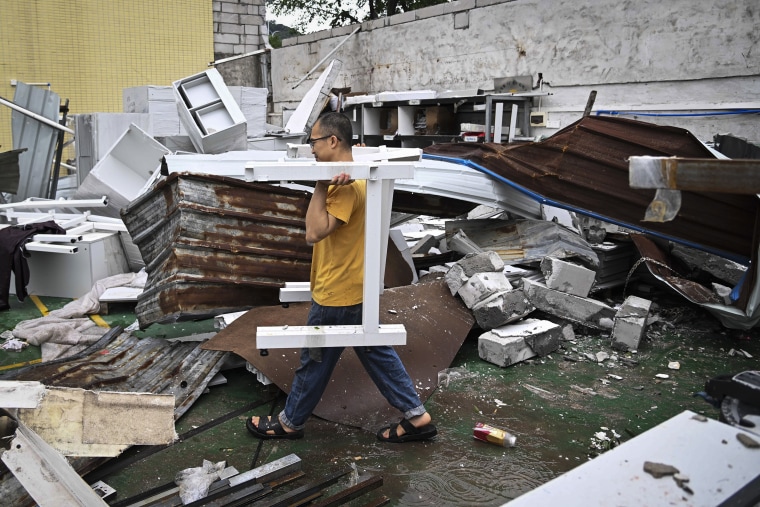 Aerial photos posted by Chinese state media on Sunday showed the wide devastation of a part of the southern city of Guangzhou after a tornado swept through the day before, killing and injuring dozens of people and damaging over a hundred buildings. 