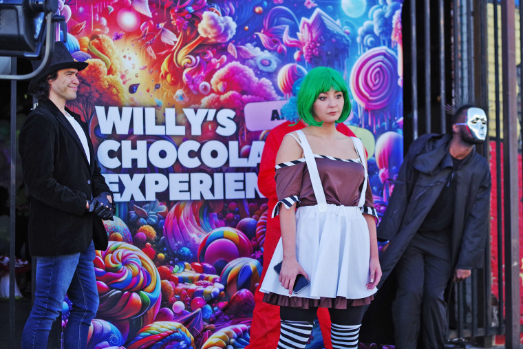 Scottish actor Kirsty Paterson portrays an Oompa Loompa at "Willy's Chocolate Experience" in Los Angeles.
