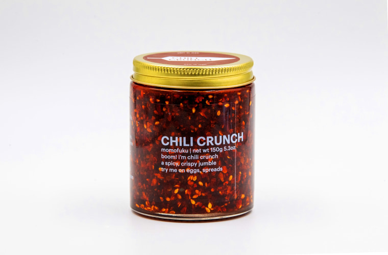 Momofuku Chili Crunch. Chili oil in studio on Thursday, April 15, 2021 in Los Angeles, CA.  