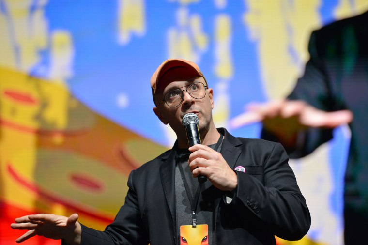 Steve Burns speaks onstage during the Steve from "Blue's Clues" panel at 2022 Los Angeles Comic Con at Los Angeles Convention Center on December 03, 2022 in Los Angeles, California.