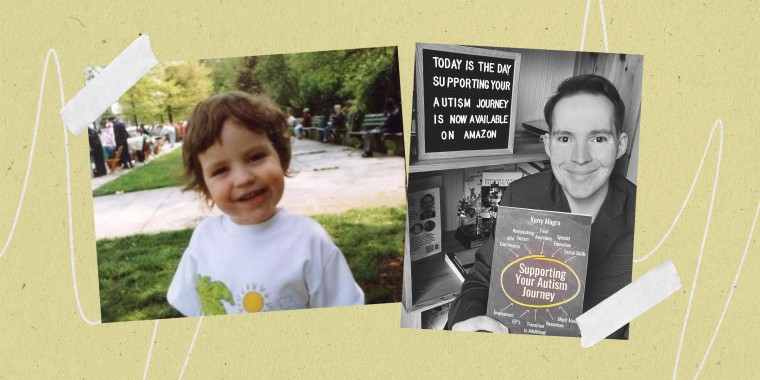 collage of a young Dr. Kerry Magro photo with a present day photo on a paper backdrop