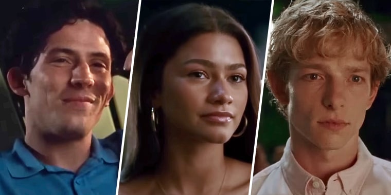 "Challengers" features a love triangle between characters played by Josh O'Connor (left), Zendaya and Mike Faist. 