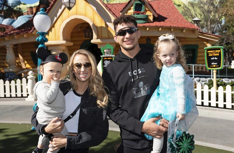 Patrick Mahomes with wife Brittany Mahomes enjoy a family day with their two children: 3-year-old daughter Sterling Skye Mahomes and 1-year-old son Patrick “Bronze” Lavon Mahomes III.