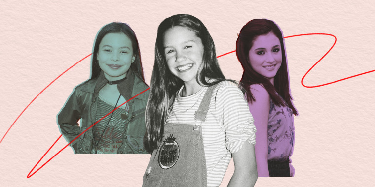 collage of Miranda Cosgrove, Amanda Bynes, and Ariana Grande