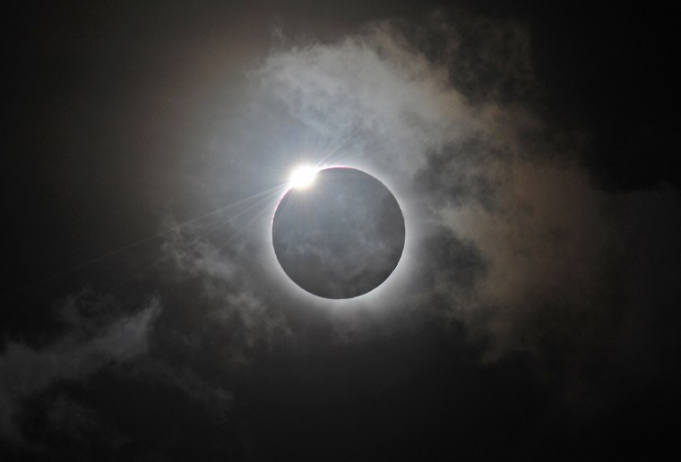 The Diamond Ring effect is shown following totality of the solar eclipse