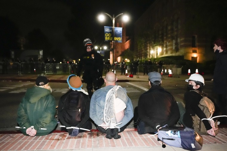 Demonstrators arrested on UCLA campus in the early hours of Thursday morning.