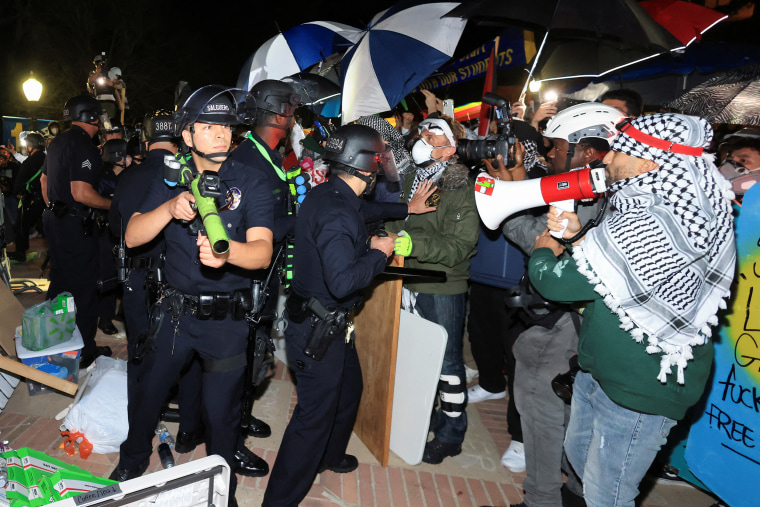 Protesters gather at the University of California Los Angeles