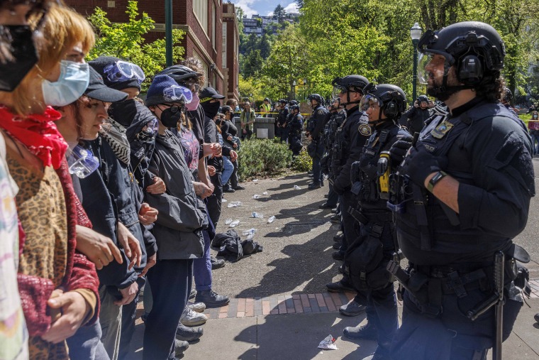 Police deployed a heavy presence on US university campuses after forcibly clearing away some weeks-long protests against Israel's war with Hamas. 