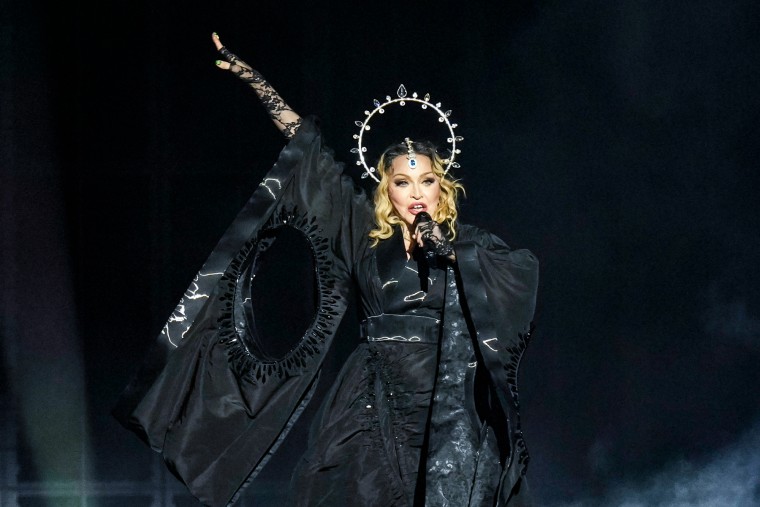 Madonna performs on stage