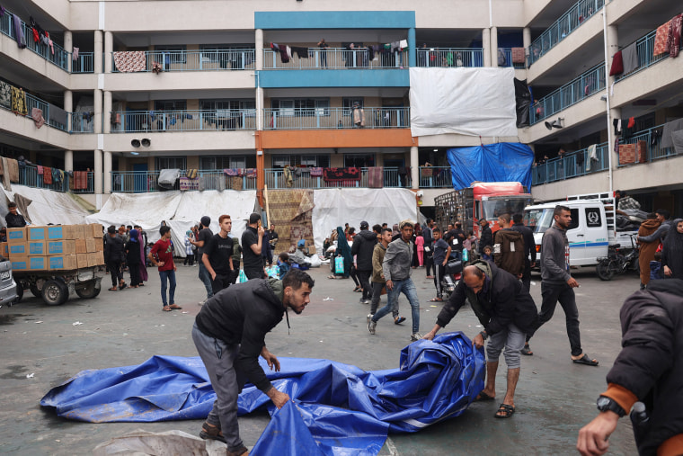 Displaced Palestinians in Rafah in the southern Gaza Strip