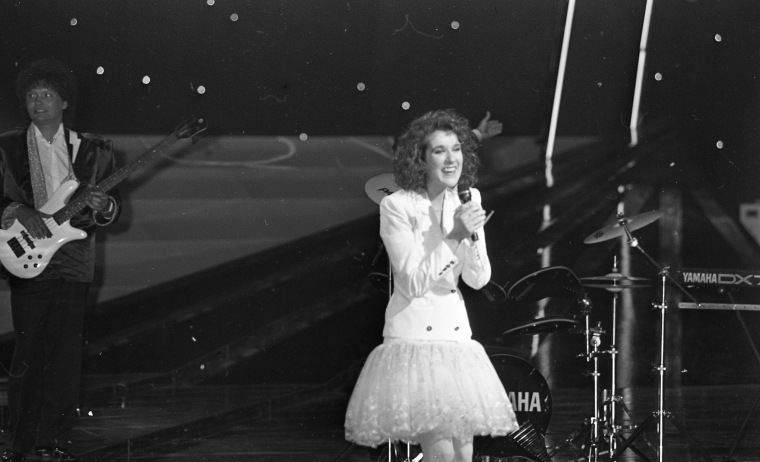 Celine Dion performing during the Eurovision Song Contest 