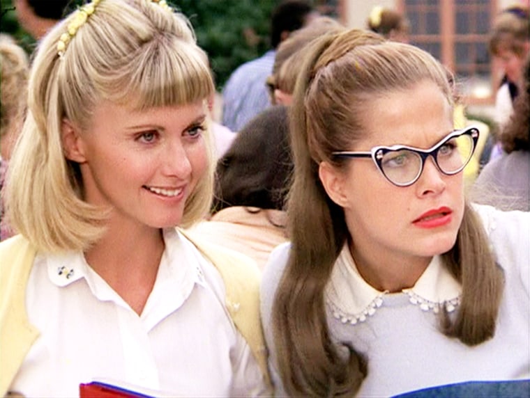 Susan Buckner, right, with Olivia Newton-John in a scene from "Grease"