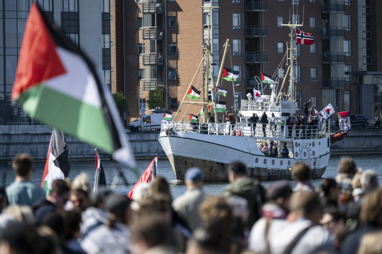 The visit by Ship to Gaza and the demonstration in connection with it are part of the protests against Israel's participation in the 68th edition of Eurovision Song Contest (ESC) at Malmö Arena.