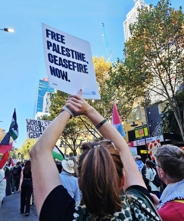 Pro-Palestinian marchers in Melbourne, Australia.