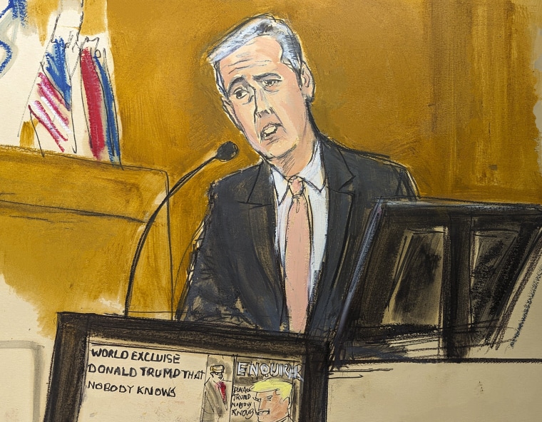 Michael Cohen testifies in a courtroom sketch