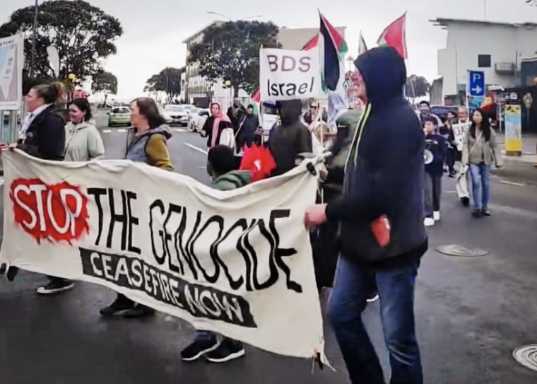 A "Nakba Day" protest in New Plymouth, New Zealand, on May 12, 2024.