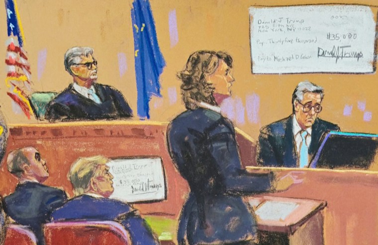 Courtroom sketch of Michael Cohen in court