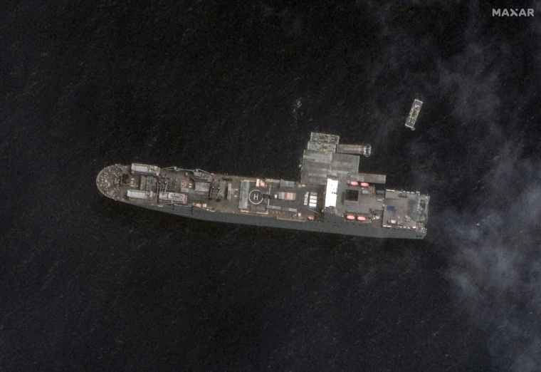 Satellite images of Navy cargo vessel and floating pier