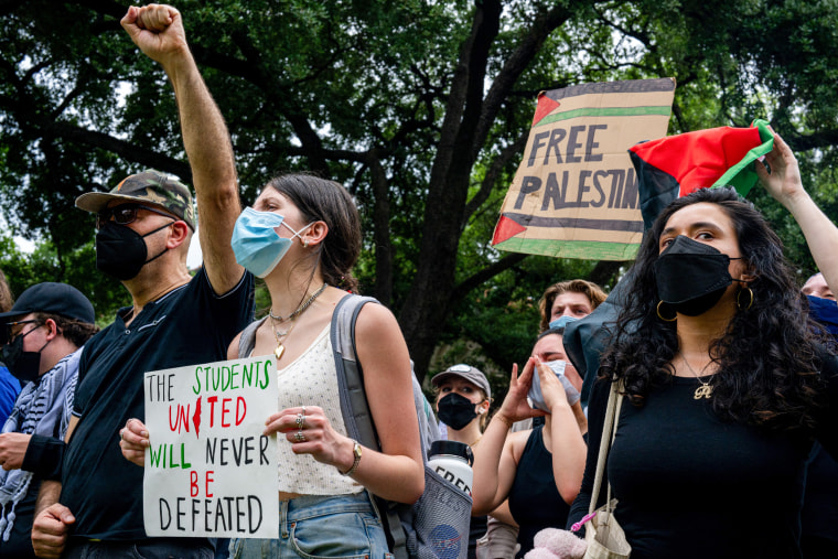 Students rally together during a pro-Palestine protest.