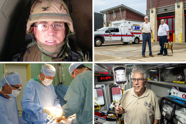 Dr. John Holcomb, a former Army trauma surgeon, with an ambulance equipped with whole blood in Katy, Texas.