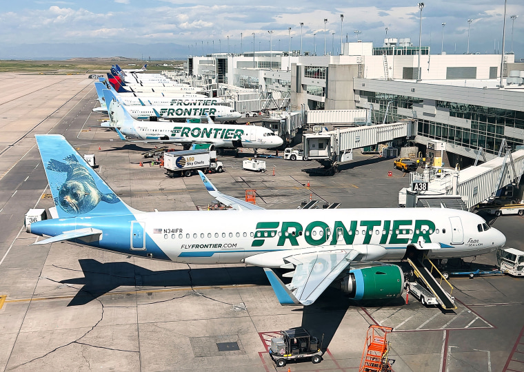 Frontier planes parked at gates 