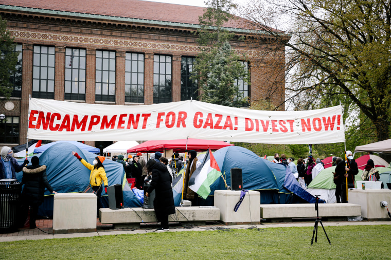 A general view of the Gaza solidarity encampment.