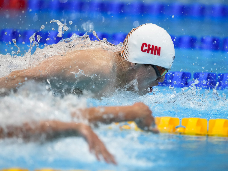 A member of the Team China swim team at the 2020 Summer Olympics in Tokyo.