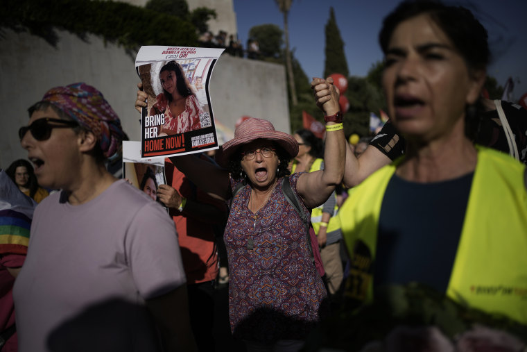 While many cities in Israel chose to cancel or reduce celebrations for Pride, organizers in Jerusalem said that minorities are often inordinately impacted by emergencies, making it especially important to show their presence this year.The parade led by the Hostages and Missing Families Forum, demanding the return of the hostages. 