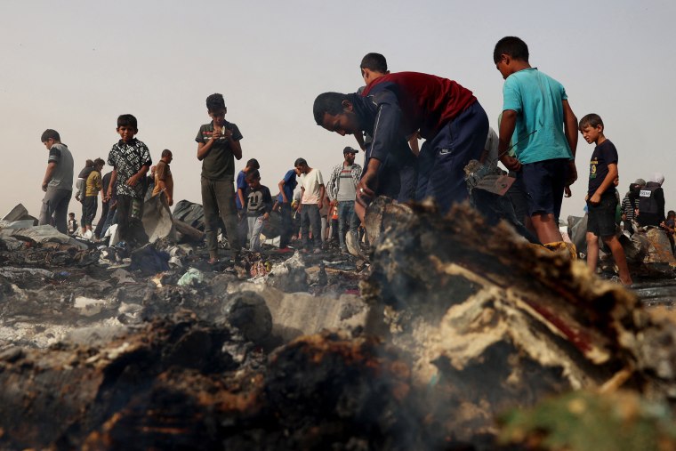 The Palestinian Authority and the militant group Hamas said Israeli strikes on a centre for displaced people killed dozens near the southern city of Rafah on May 26, while the Israeli army said it had targeted Hamas militants.