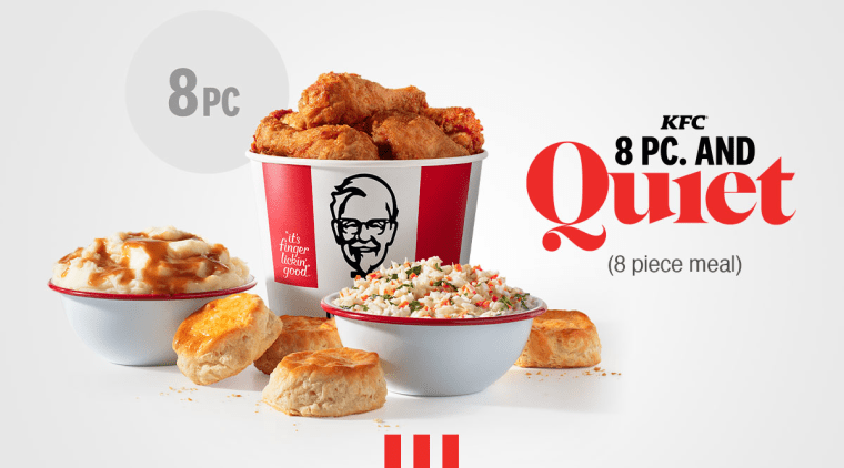 KFC's Eight Piece and Quiet meal.