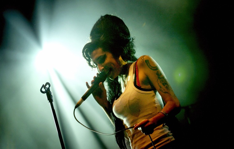 Amy Winehouse on stage at the Eurockeennes Music Festival in 2007.