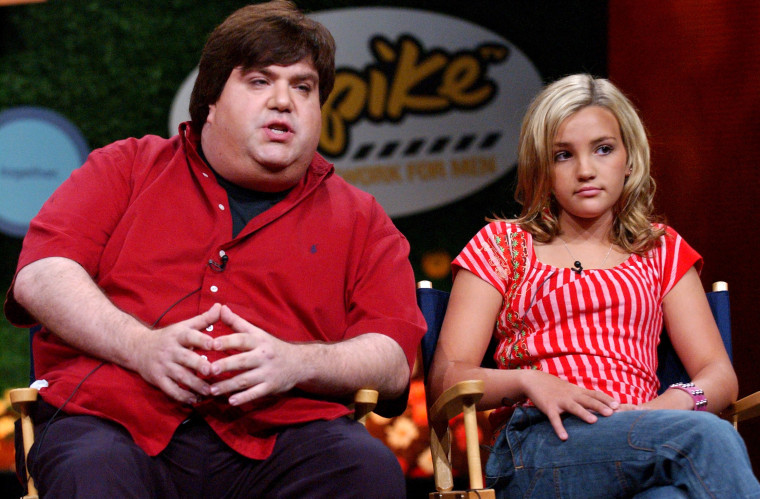 Dan Schneider and Jamie Lynn Spears at a panel.