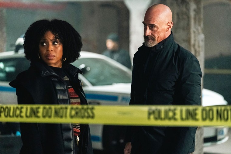 Danielle Moné Truitt as Sgt. Ayanna Bell and Christopher Meloni as Det. Elliot Stabler in "Law & Order: Organized Crime."