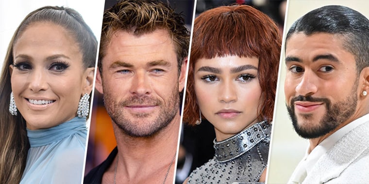 Jennifer Lopez, Chris Hemsworth, Zendaya and Bad Bunny.