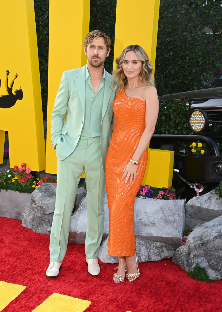 Ryan Gosling and Emily Blunt at the "The Fall Guy" premiere at Dolby Theatre on April 30, 2024 in Hollywood.