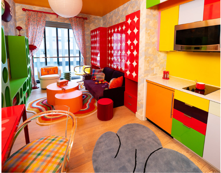 Sala del apartamento de Skittles en Nueva York.