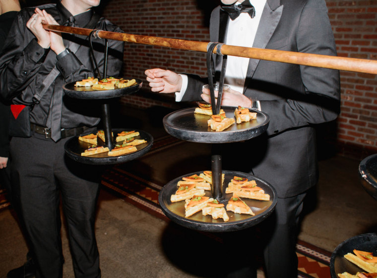 scallion pancakes shown at Chinese-Jewish wedding.