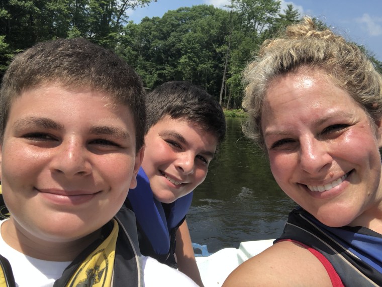 Jill with her two sons, Evan and Ben. She started the "Scary Mommy" blog when she was home with three kids under 4. "My life was so chaotic," she recalls. 