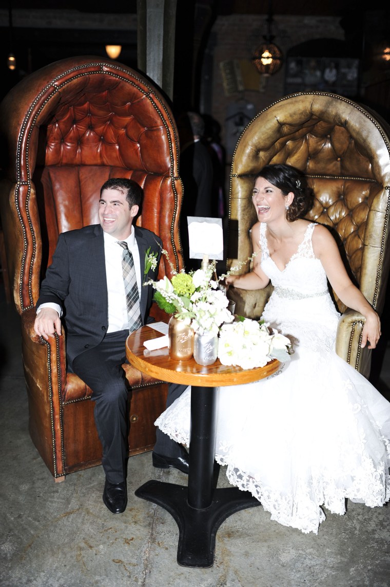 Jessie Rosen sitting with her husband after wedding ceremony  