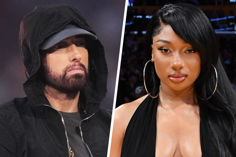 Eminem mentions the shooting of Megan Thee Stallion in the foot in a new track, drawing both anger and support online in recent days.